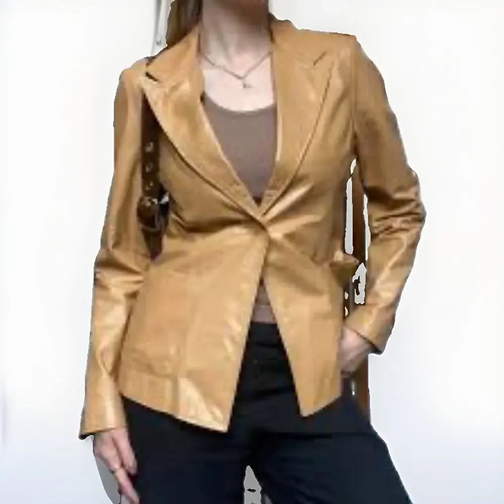 C22 Oupeinuo Tab Women's Faux Leather Jacket Blazer XL